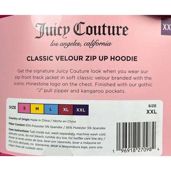 Juicy Couture Women's Pink Hoodie (XXL) New with Tags - Picture 4 of 4